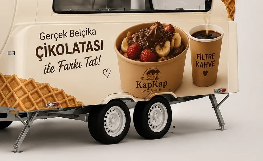 KapKap karavanının kapta waffle görselli yan yüzü